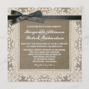 Dentelle blanche arc noir & burap invitations de m