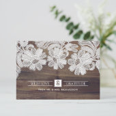 Dentelle blanche | Barn Wood Mariage Merci Cartes (Debout devant)