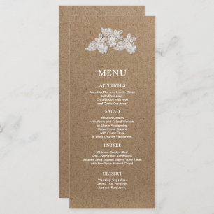 Dentelle blanche   Cartes de menu Mariage papier K