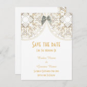 Dentelle blanche en filigrane damassé carte de sau (Devant / Derrière)