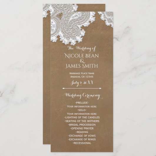 Dentelle blanche et Brown rack du programme de mar (Devant / Derrière)