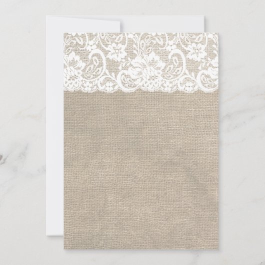 Dentelle blanche et Faire-part de mariage Burlap (Dos)