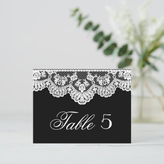 Dentelle blanche et Mariage noir Numéro de table (Debout devant)