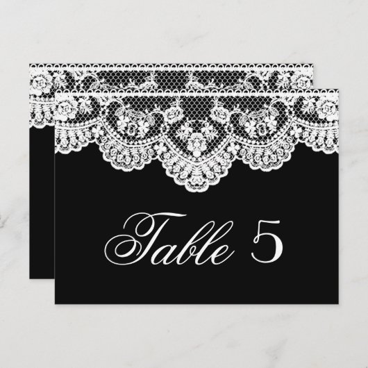 Dentelle blanche et Mariage noir Numéro de table (Devant / Derrière)