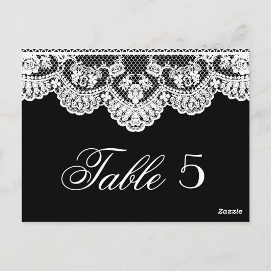 Dentelle blanche et Mariage noir Numéro de table (Dos)