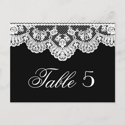 Dentelle blanche et Mariage noir Numéro de table (Devant)