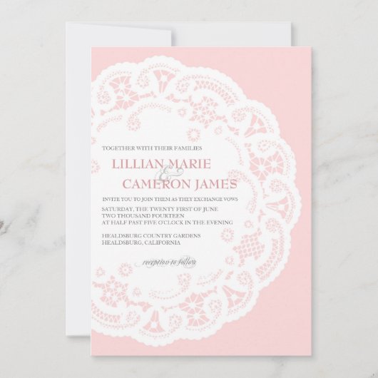 Dentelle blanche Faire-part de mariage (Devant)