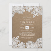 Dentelle blanche | Invitations de douches nuptiale (Devant)