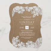 Dentelle blanche | Invitations de douches nuptiale (Devant / Derrière)