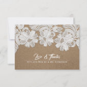 Dentelle blanche | Kraft Papier Mariage Merci Cart (Devant)