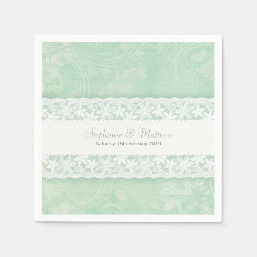 Dentelle blanche mariage sur serviettes en papier  (Devant)