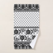 Dentelle blanche noire Élégant ensemble de serviet (Serviette à main)