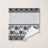 Dentelle blanche noire Élégant ensemble de serviet (Gant de toilette)