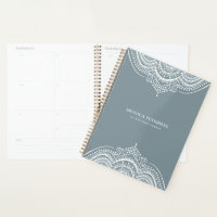Dentelle Blanche Paisley Mandala Sur Blue Grey