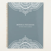Dentelle Blanche Paisley Mandala Sur Blue Grey (Devant)