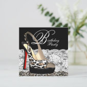 Dentelle blanche Red Leopard Invitations de fête d (Debout devant)