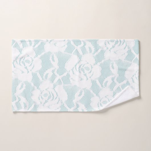 Dentelle blanche rose de menthe (Serviette à main)