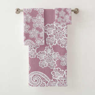 Dentelle blanche rose poussiéreuse Inspiré Serviet