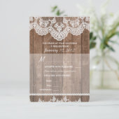 Dentelle blanche rustique et bois RSVP avec option (Debout devant)
