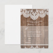 Dentelle blanche rustique et bois RSVP avec option (Devant / Derrière)