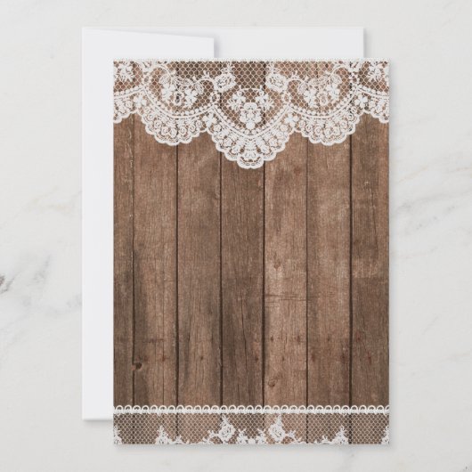 Dentelle blanche rustique et Faire-part de mariage (Dos)