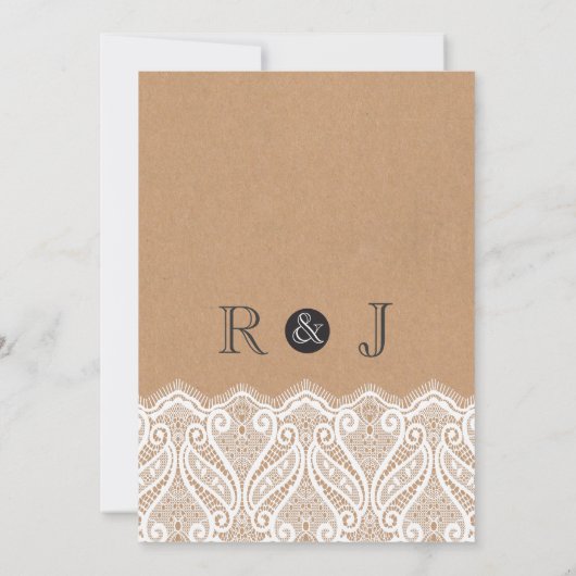 Dentelle blanche rustique et Faire-part de mariage (Dos)