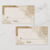 Dentelle blanche rustique sur burlap mariage carte (Devant / Derrière)