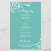 Dentelle blanche sur Aqua Programme de mariage bud (Dos)