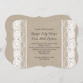 Dentelle blanche sur Burlap Faire-part de mariage (Devant / Derrière)