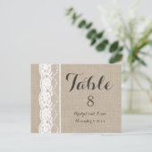 Dentelle blanche sur Burlap Numéro de table (Debout devant)