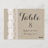 Dentelle blanche sur Burlap Numéro de table (Dos)