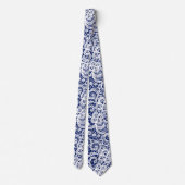 Dentelle blanche sur Cravate bleu (Dos)