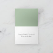 Dentelle blanche sur fond vert sauge Merci (Intérieur)