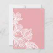 Dentelle blanche sur invitation du baptême rose (Dos)