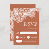 Dentelle blanche sur la carte RSVP de mariage en t (Devant / Derrière)