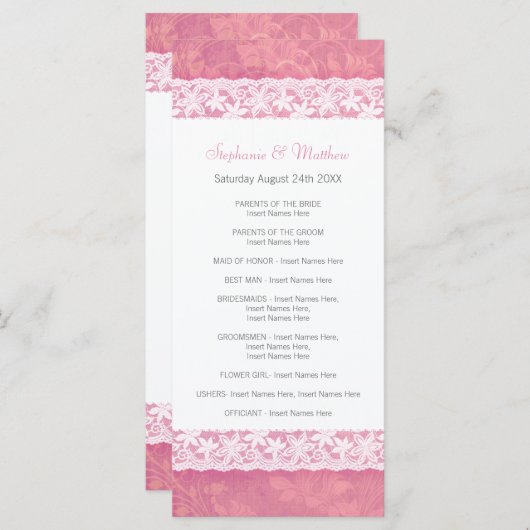 Dentelle blanche sur le corail rose programme de m (Devant / Derrière)