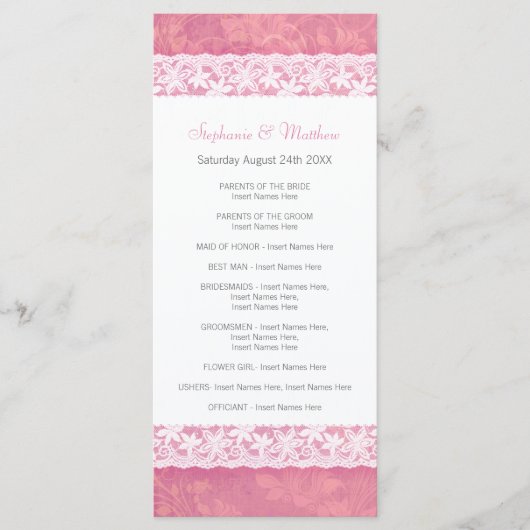 Dentelle blanche sur le corail rose programme de m (Devant)