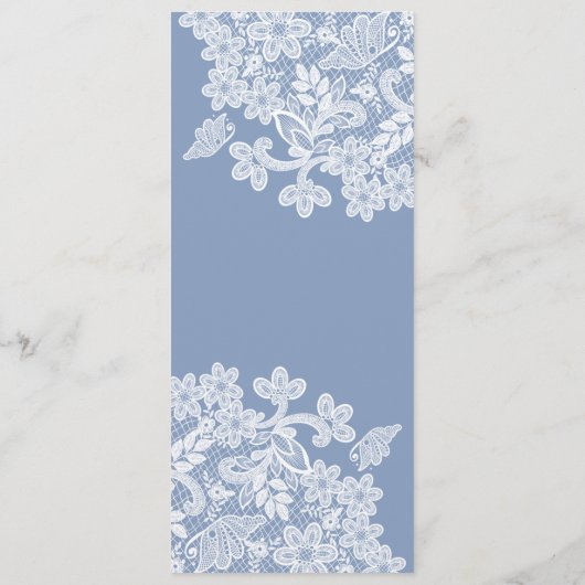 Dentelle blanche sur le menu classique bleu (Dos)