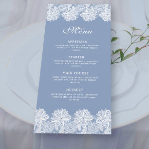 Dentelle blanche sur le menu classique bleu
