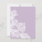 Dentelle blanche sur Lilac Baptême Invitation (Dos)