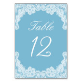 Dentelle blanche sur numéro de table bleu pastel (Dos)