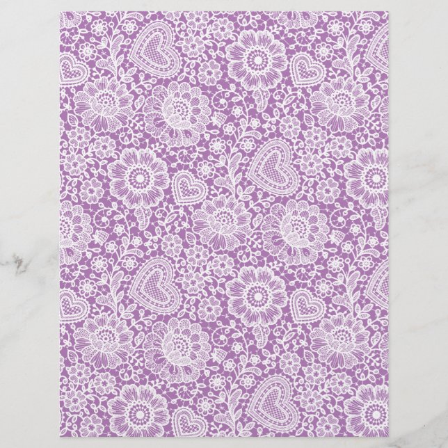Dentelle blanche sur papier de papier de scrapbook (Devant)