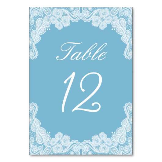 Dentelle blanche sur Pastel Blue Numéro de table (Par défaut)