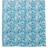 Dentelle blanche sur rideau de douche turquoise (Devant)