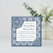 Dentelle bleue arabesque, invitation de mariage 5, (Debout devant)
