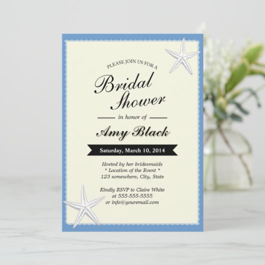 Dentelle Bleue Bordure Starfish Invitation de douc (Debout devant)