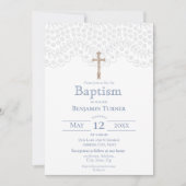 Dentelle bleue | Invitation au baptême (Devant)