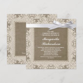 dentelle burlap et ruban blanc invitations de douc (Devant / Derrière)