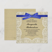 dentelle burlap et ruban bleu invitations de douch (Devant / Derrière)