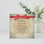 dentelle burlap et ruban rouge invitations de douc (Debout devant)